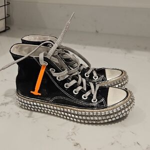 Black High-Top Sneakers with Studded Soles